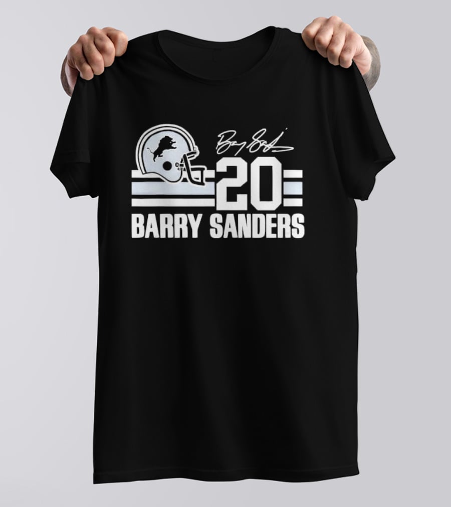 Detroit Lions Barry Sanders 20 Helmet Stripes By BS Signature T-Shirt