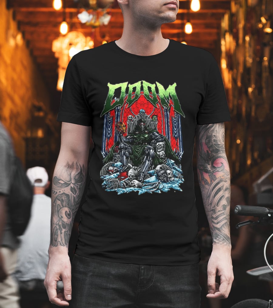 Doctor Doom Throne Marvel Superheroes With Iron Man Mask Doom T-Shirt