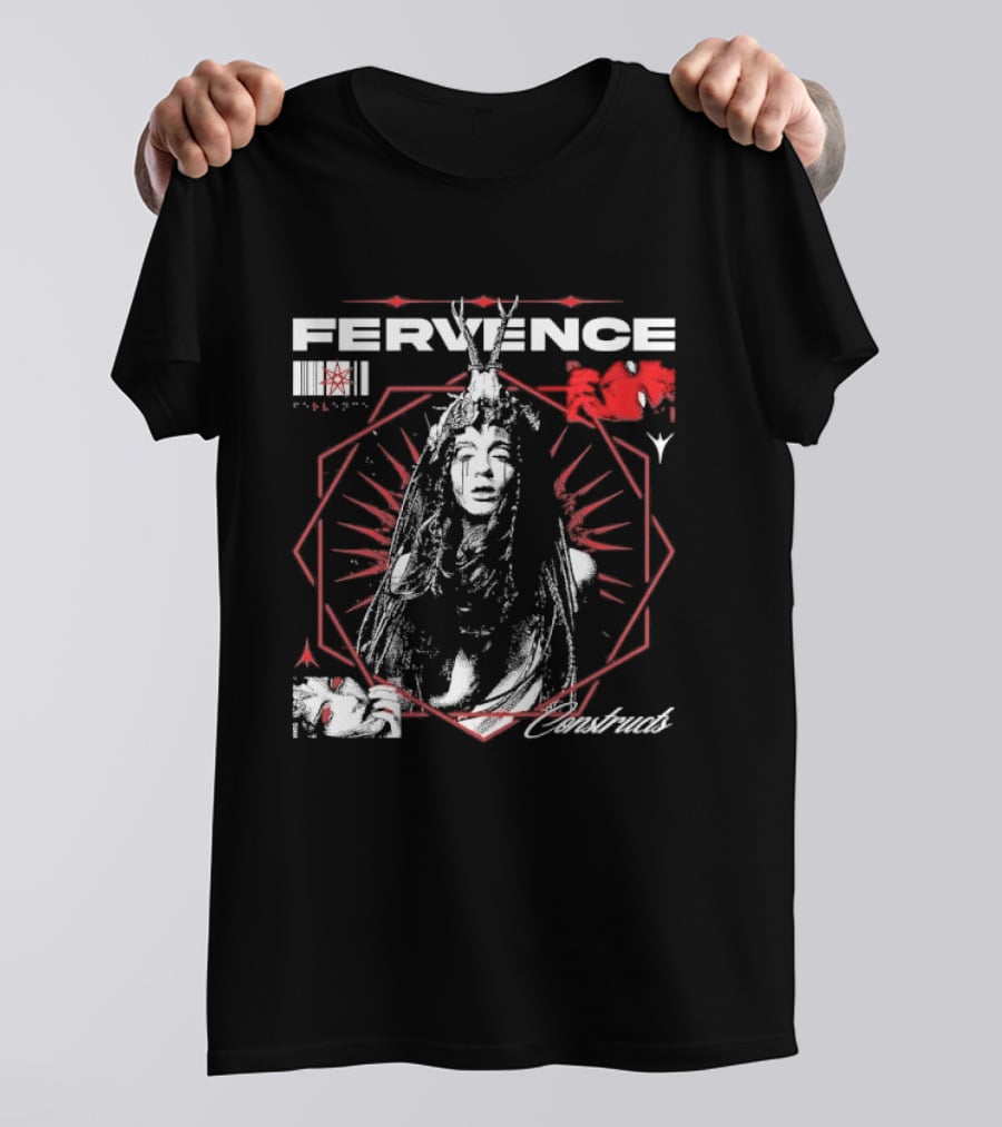 Fervence Constructs Hexagon Horned Crown Woman Red Tears T-Shirt