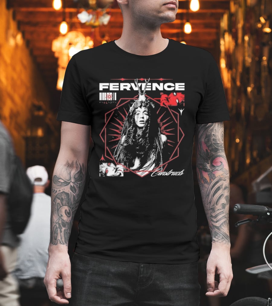 Fervence Constructs Hexagon Horned Crown Woman Red Tears T-Shirt