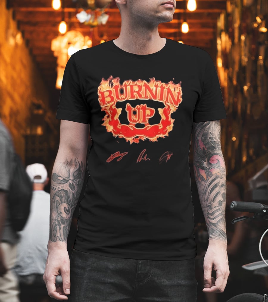 Jonas Brothers Burnin Up Tour Fiery Red Flame Letters T-Shirt
