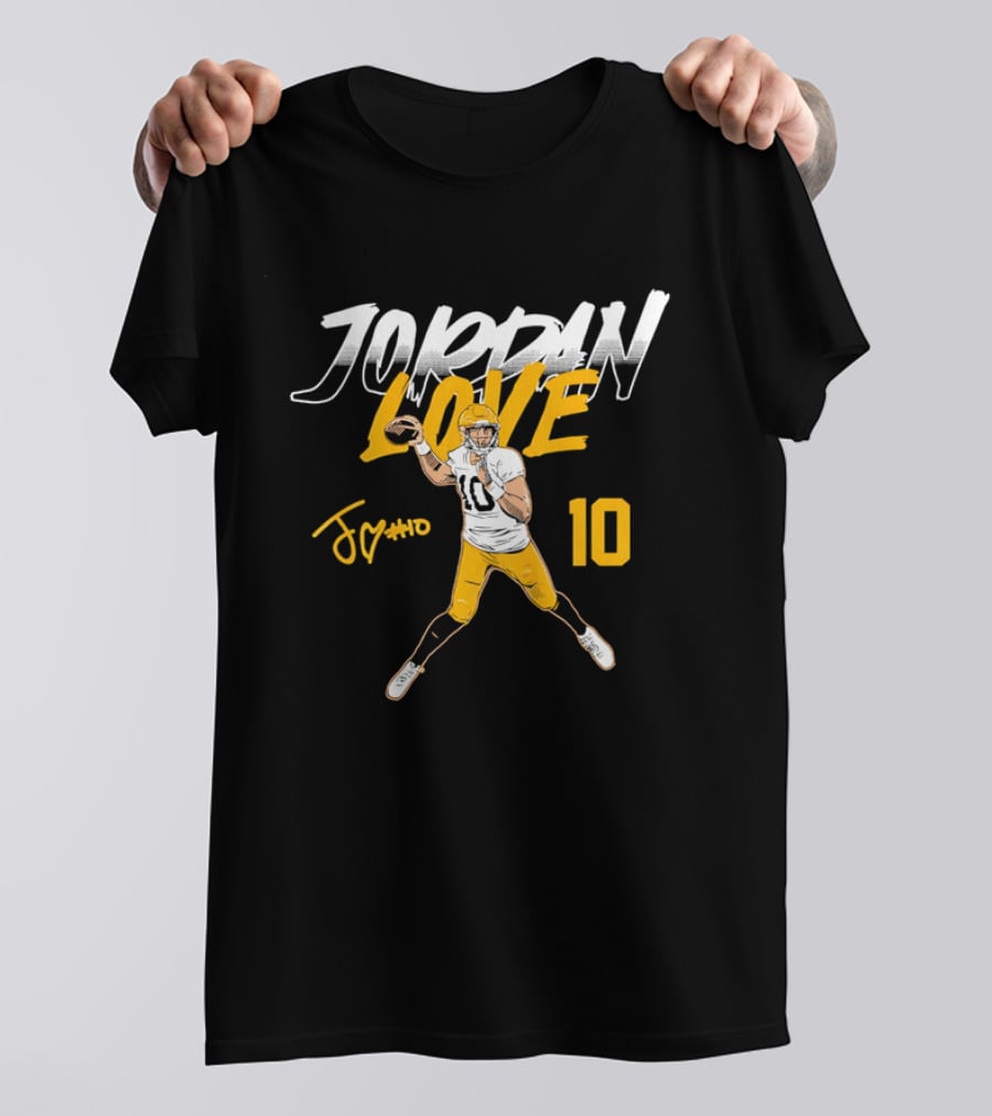 Jordan Love 10 Quarterback Action Pass Signature T-Shirt