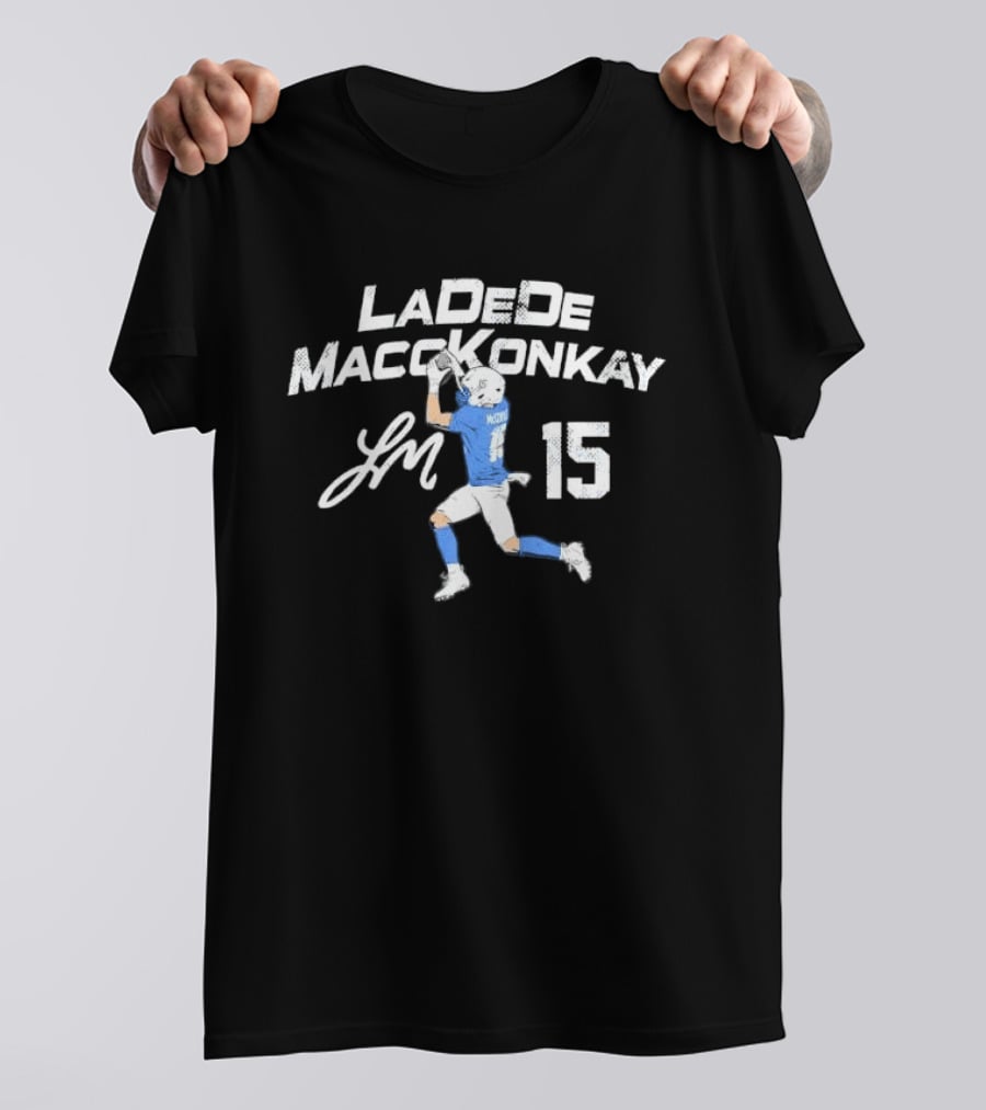 Ladd McConkey 15 Football Player Signature Catching Pass T-Shirt