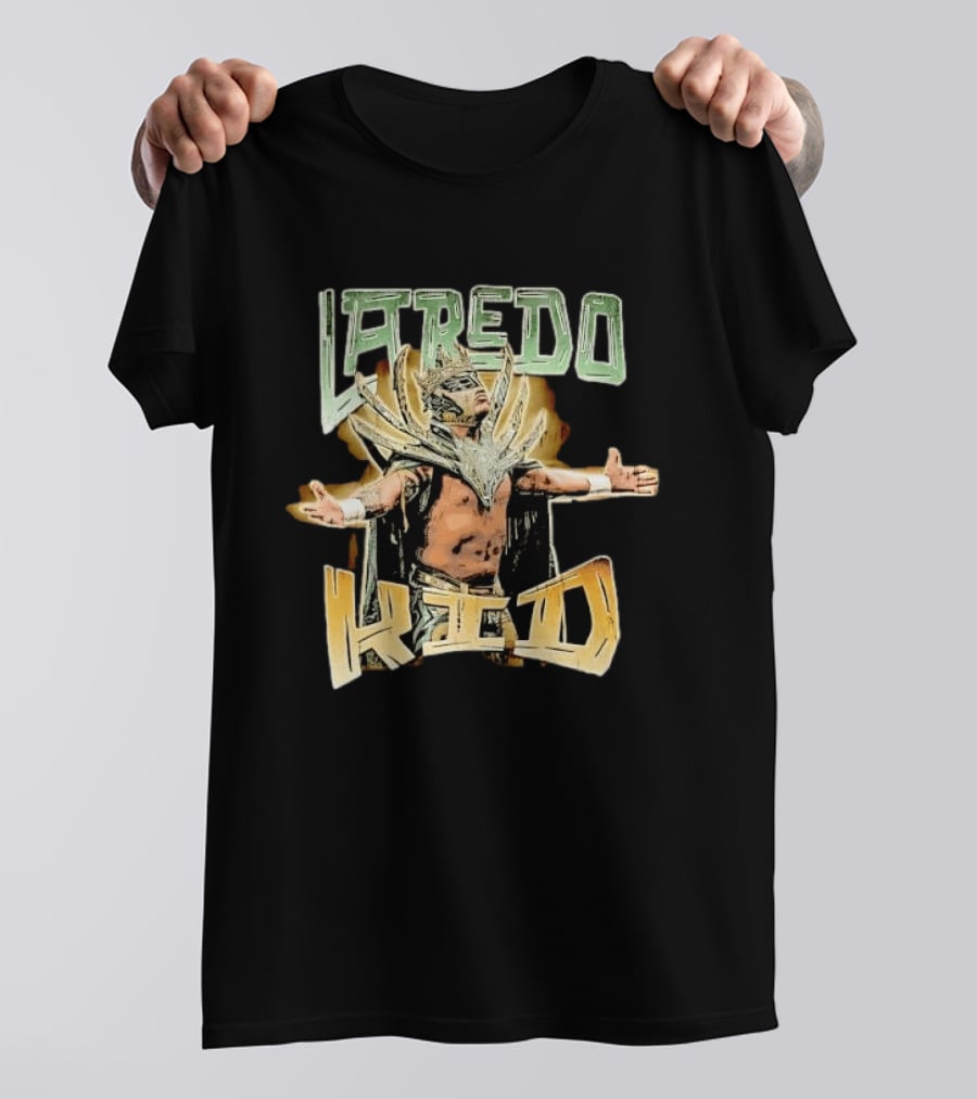 Laredo Kid Masked Luchador Arms Outstretched Distressed Luchador Champion T-Shirt