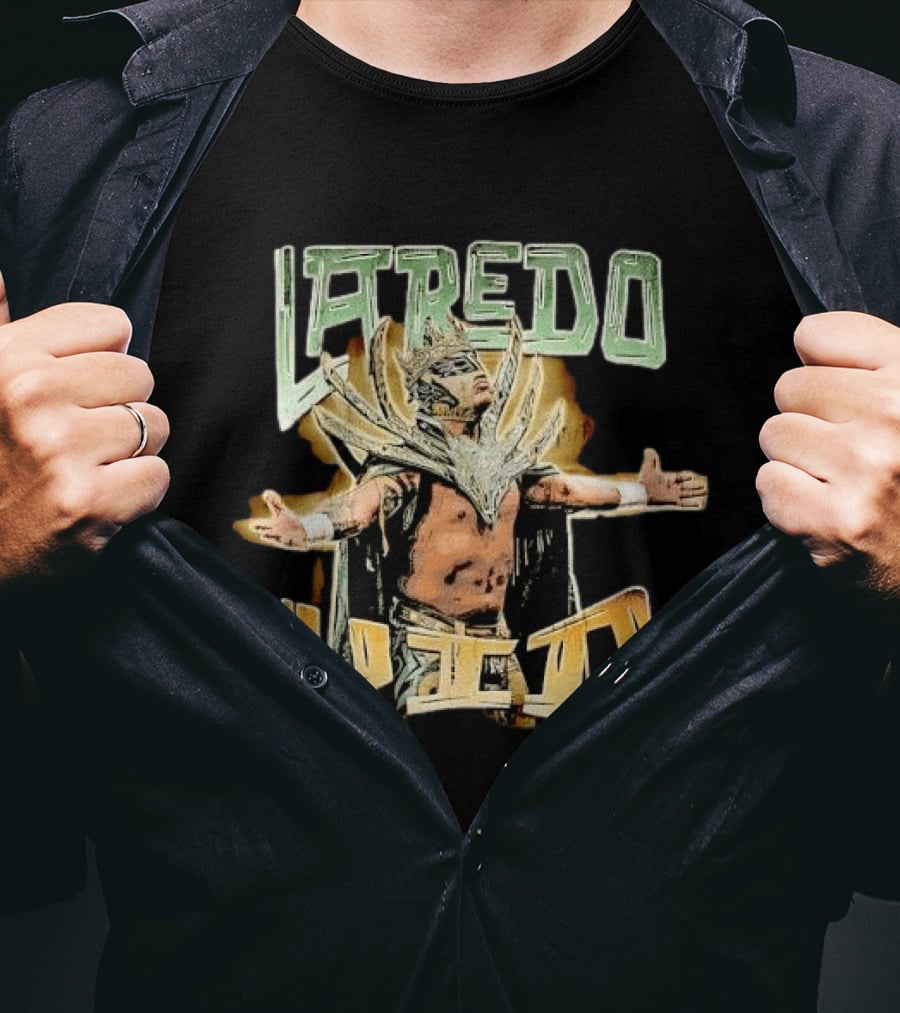 Laredo Kid Masked Luchador Arms Outstretched Distressed Luchador Champion T-Shirt