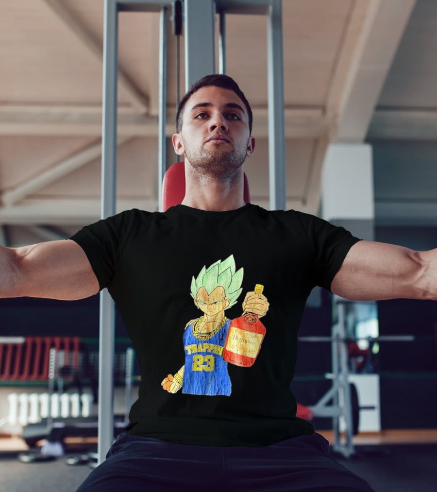 Hennessy Trappin 23 Anime Warrior Graphic Holding Bottle T-Shirt
