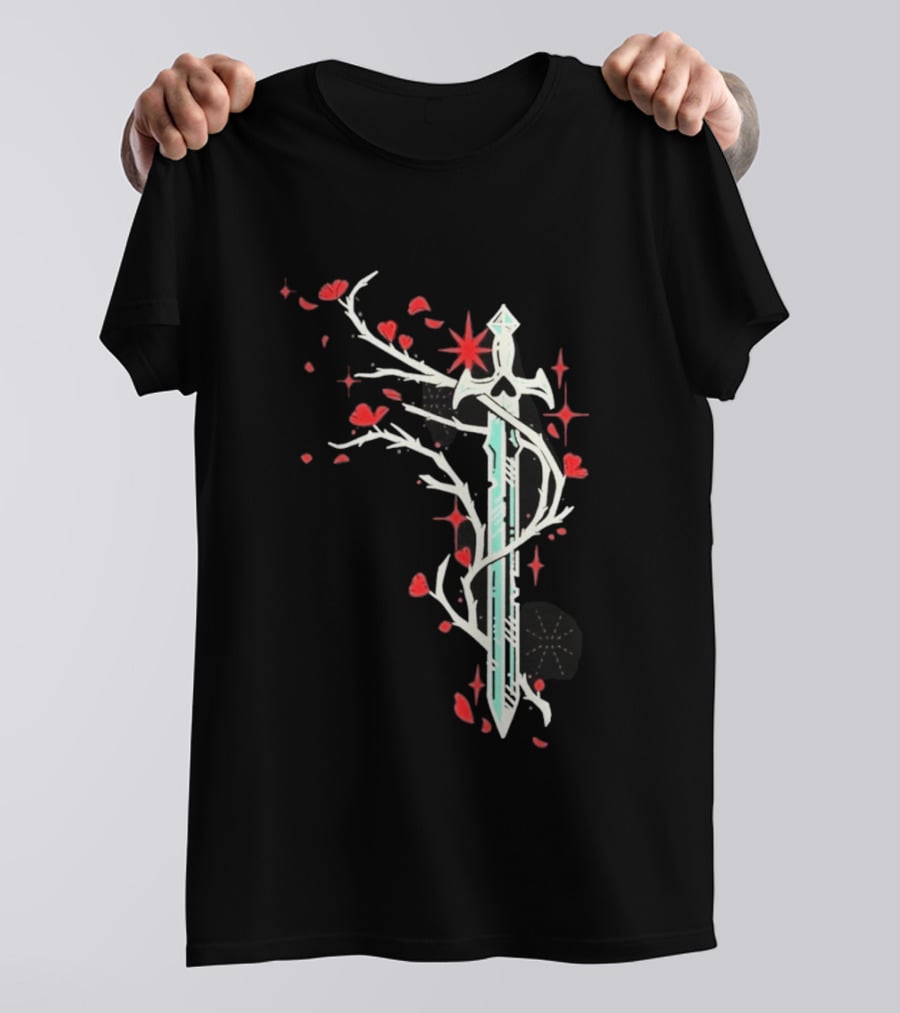 Lifesteal Sword With Red Petals Survival Gaming T-Shirt