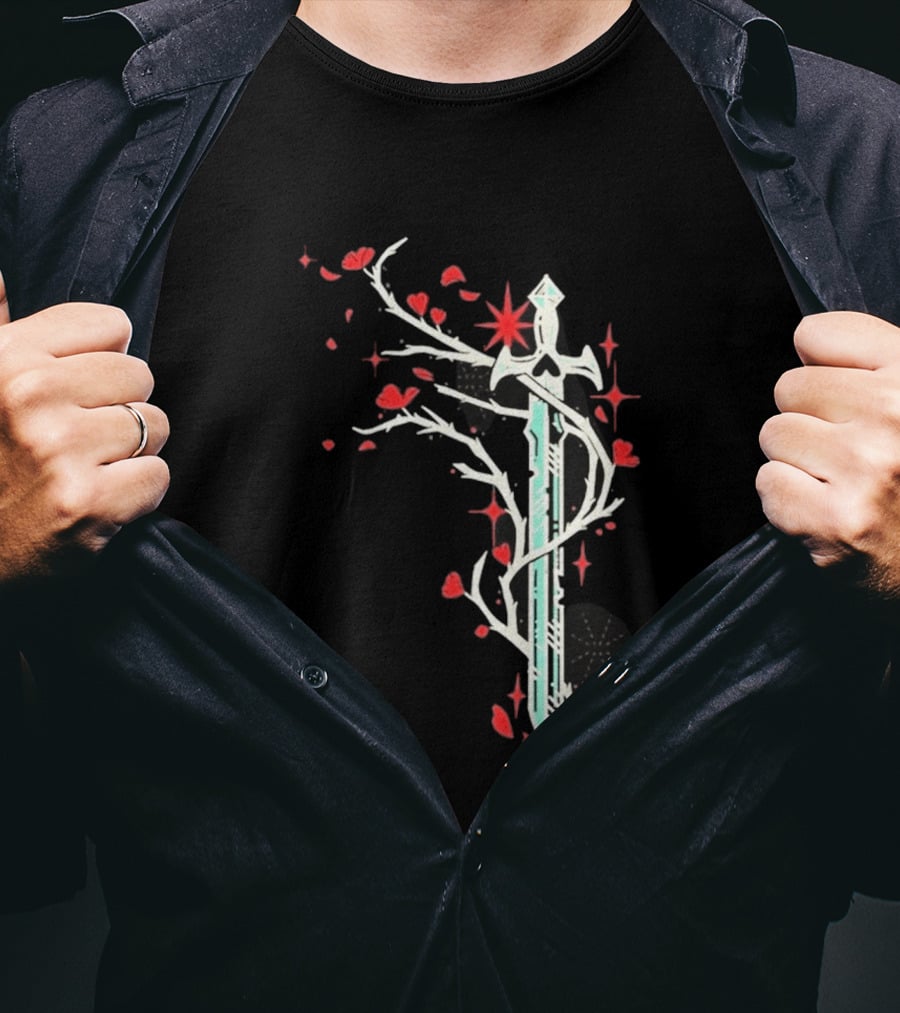 Lifesteal Sword With Red Petals Survival Gaming T-Shirt