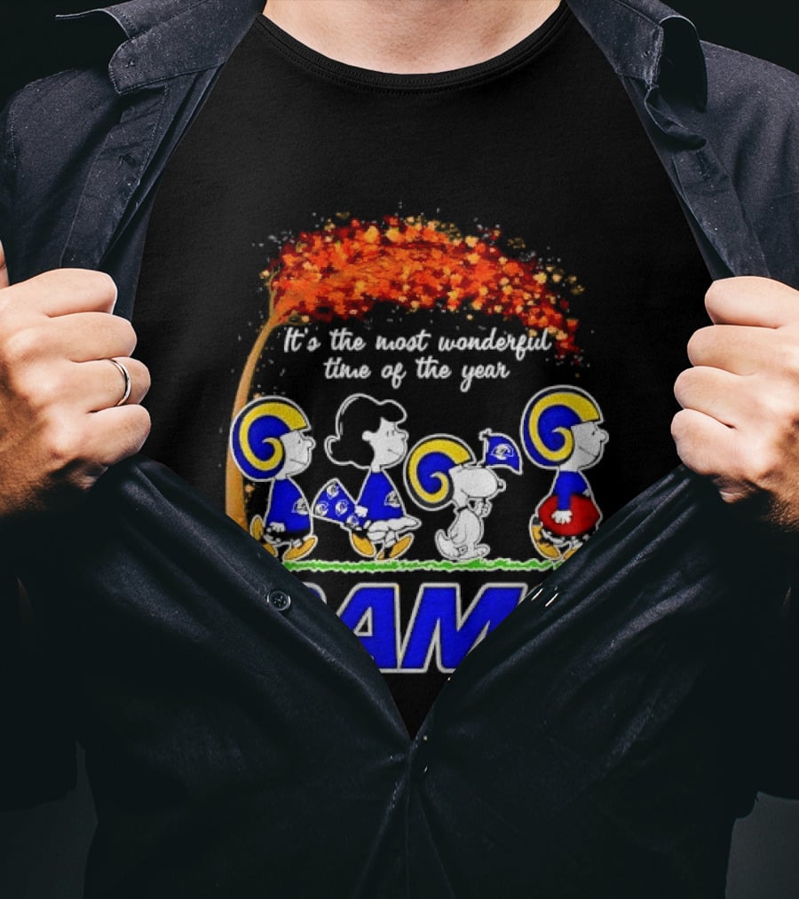 Los Angeles Rams It's The Most Wonderful Time Of Year Charlie Brown Snoopy Peanuts Football Fall T-Shirt