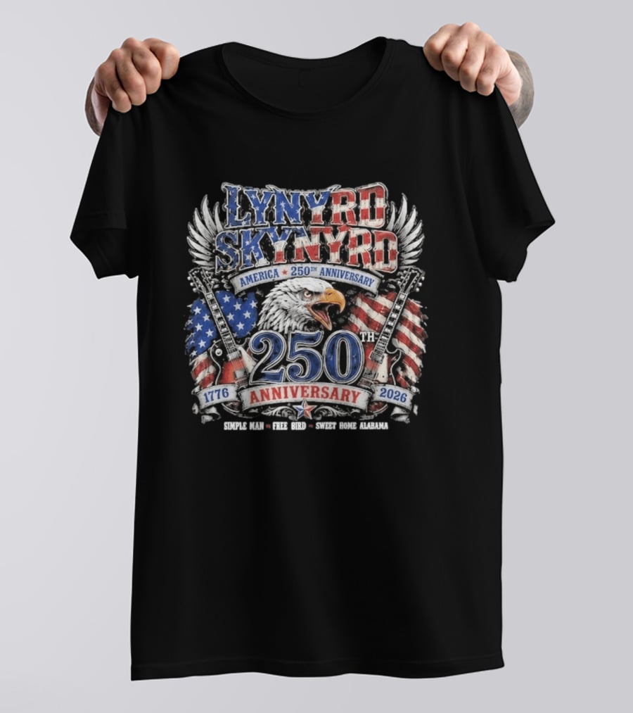 Lynyrd Skynyrd America 250th Anniversary Eagle 1776 2026 Simple Man Free Bird Sweet Home Alabama T-Shirt