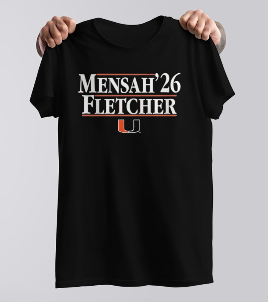 Mensah '26 Fletcher Miami Hurricanes U Logo Red Horizontal Lines T-Shirt