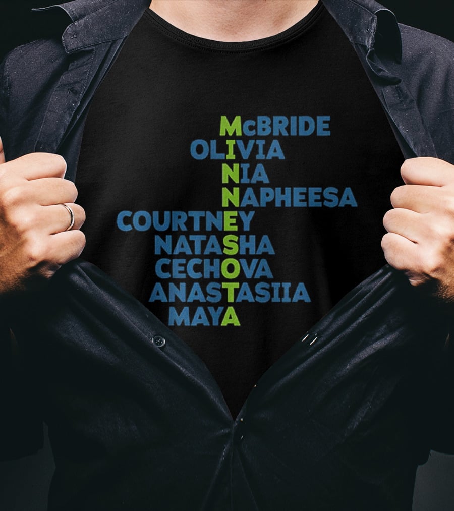 Minnesota Lynx WNBA Basketball Player Names McBride Olivia Nia Napheesa Courtney Natasha Cechova Anastasia Maya T-Shirt