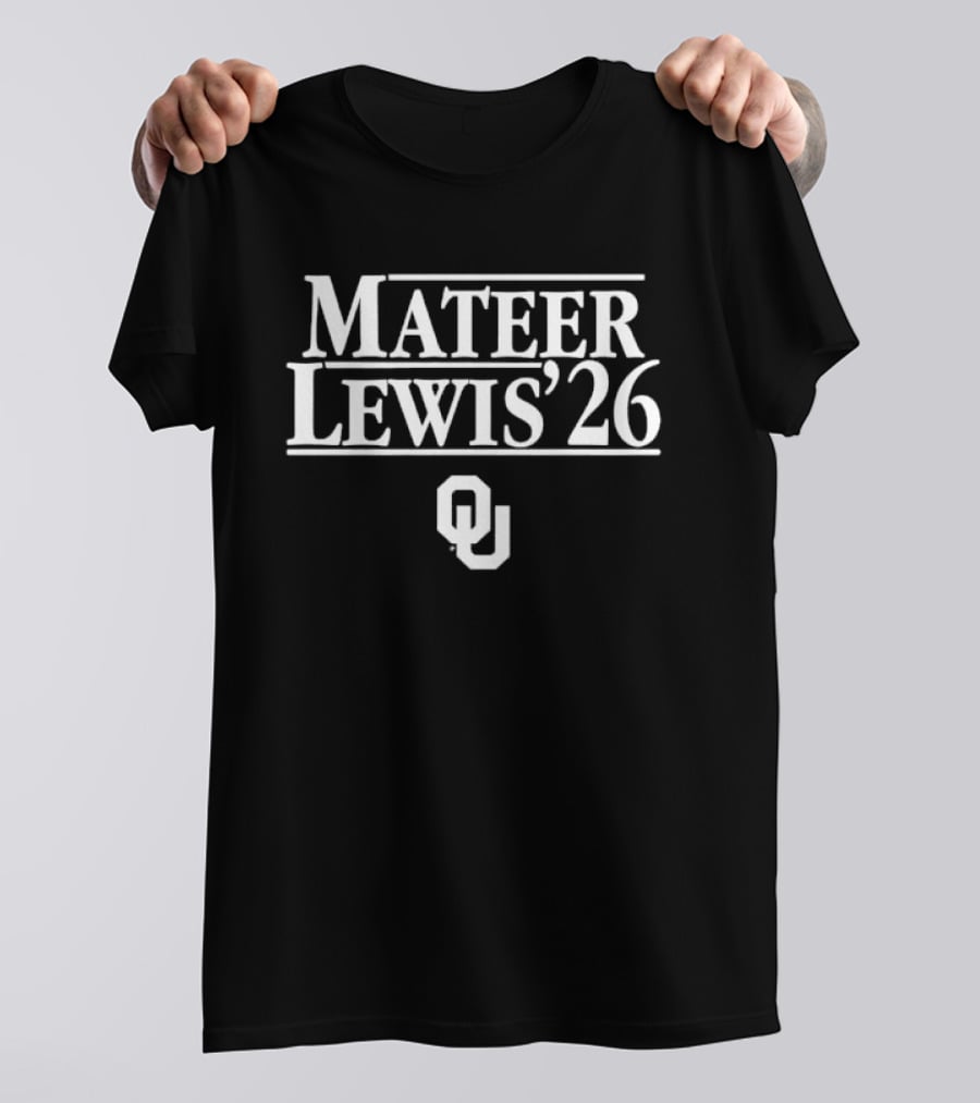 Mateer Lewis '26 OU Oklahoma Sooners Stranger Things Font T-Shirt