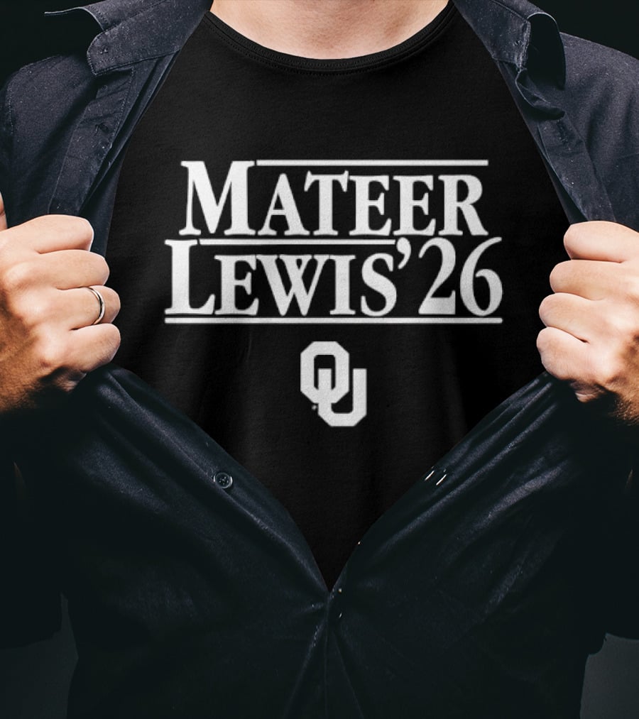 Mateer Lewis '26 OU Oklahoma Sooners Stranger Things Font T-Shirt