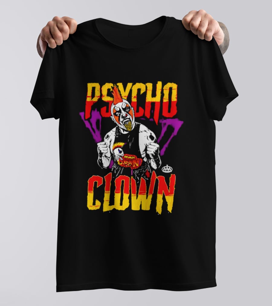 Psycho Clown Masked Luchador AAA Orange Mohawk Distressed T-Shirt