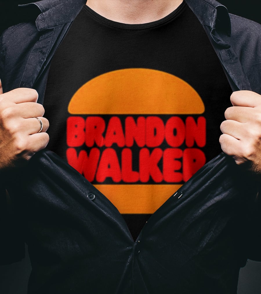 Brandon Walker Hamburger Bold Red Text Inside Orange Bun T-Shirt