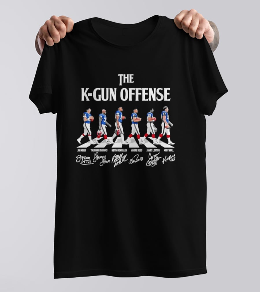 Buffalo Bills The K Gun Offense Jim Kelly Thurman Thomas Reed Beebe Roster T-Shirt
