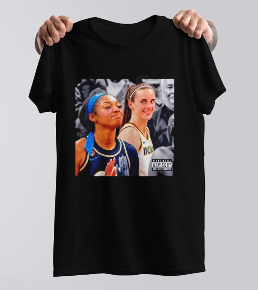 Caitlin Clark Angel Reese Parental Advisory Explicit Content T-Shirt