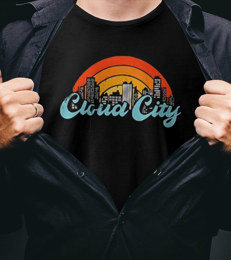 Cloud City Ganja White Night Skyline Retro Vibes T-Shirt