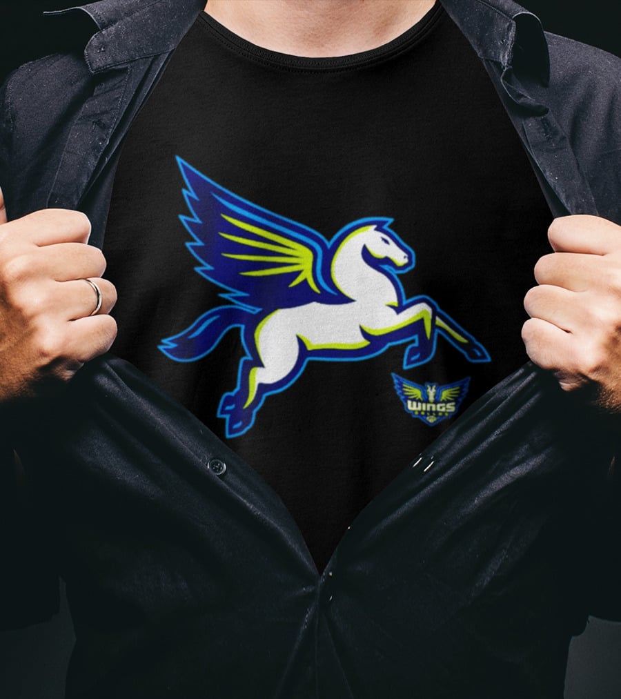 Dallas Wings Pegasus Bold Icon Blue Green T-Shirt