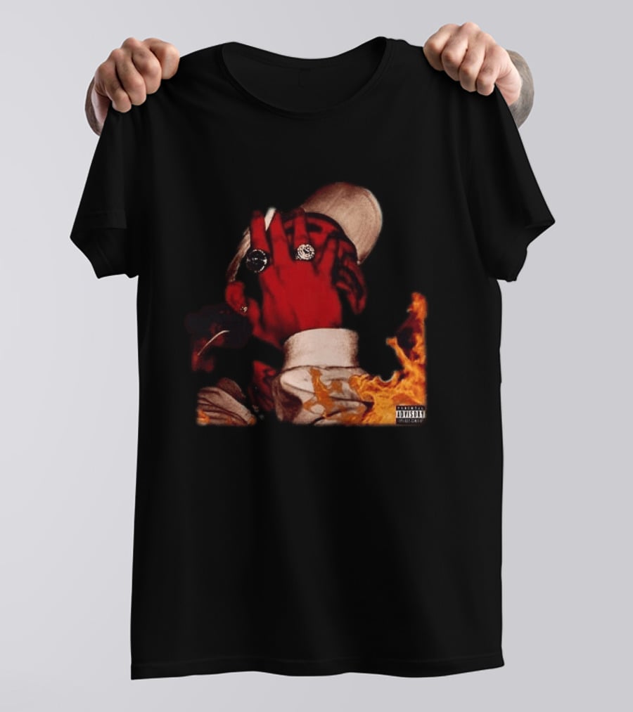 Post Malone August 26 Album Cover Art With Tracklist Featuring Rings And Flames T-Shirt