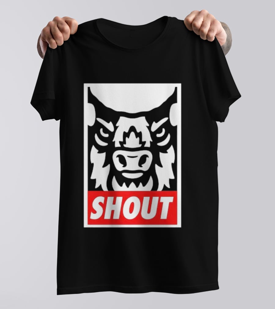 Shout Buffalo Bison Stylized Face T-Shirt