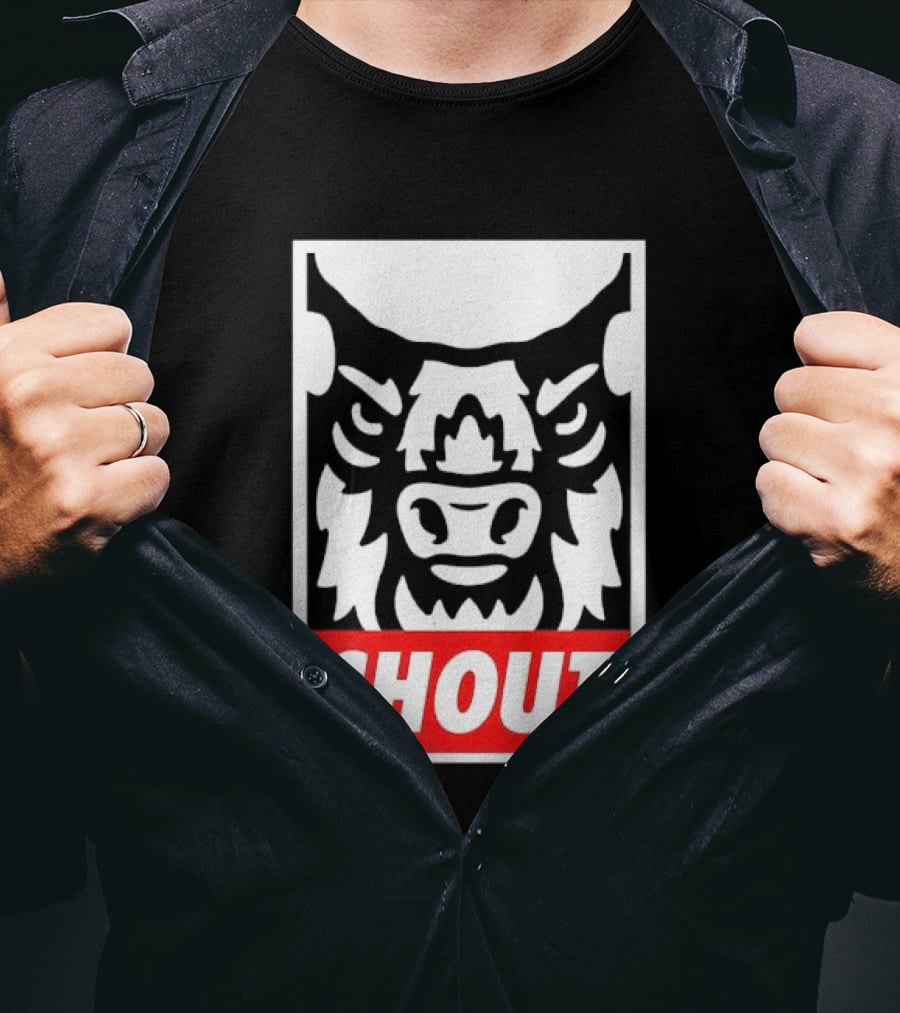 Shout Buffalo Bison Stylized Face T-Shirt