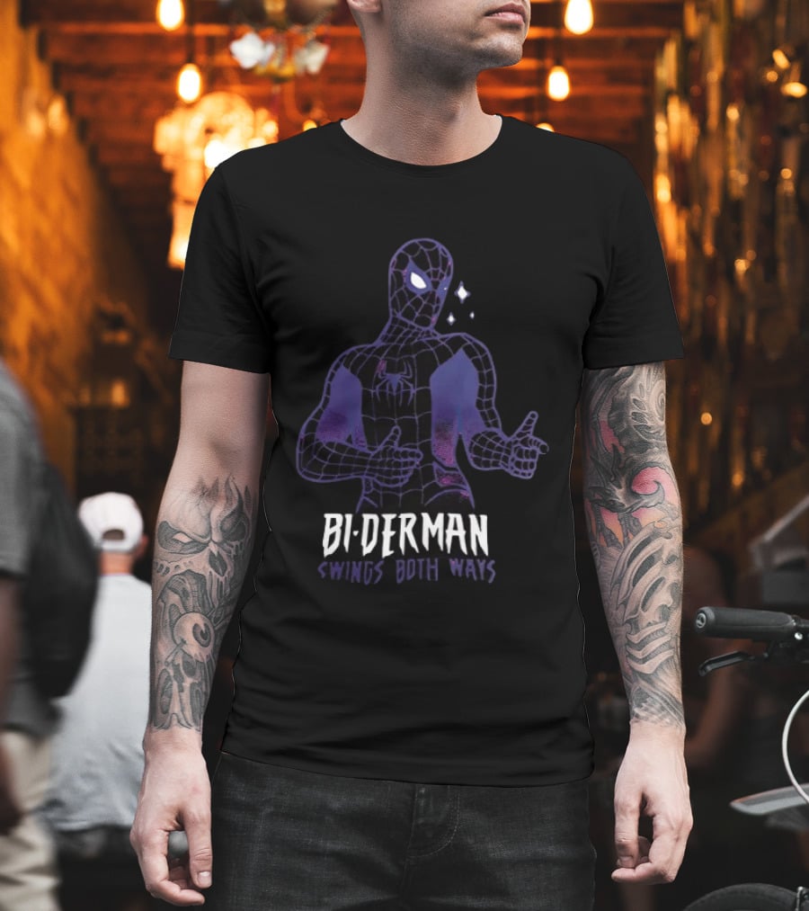 Bi Derman Swings Both Ways Spider Man T-Shirt