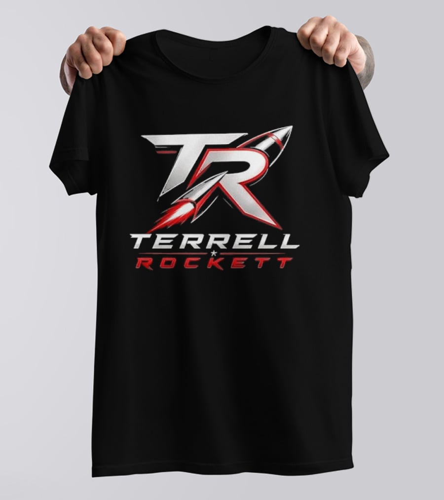 Terrell Rockett Silver Metallic Monogram TR Rocket Terrell Rockett T-Shirt
