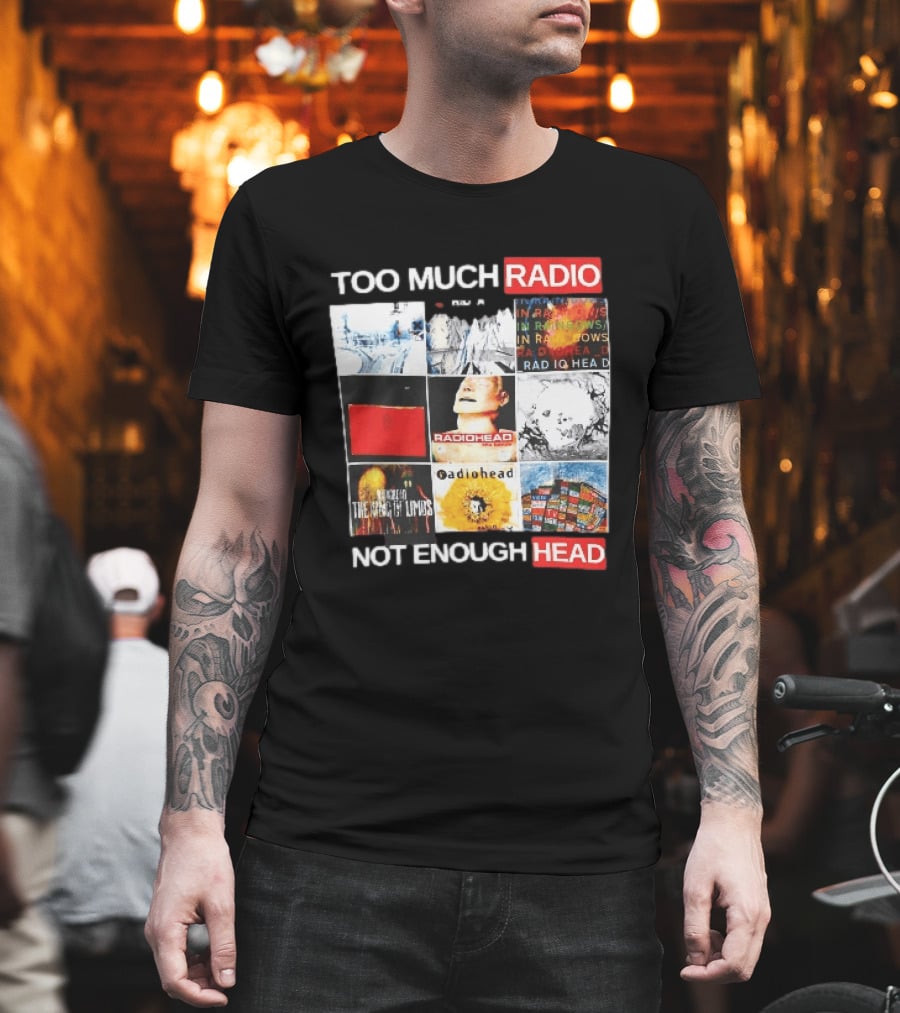 Too Much Radio Not Enough Head Radiohead Album Cover Collage T-Shirt