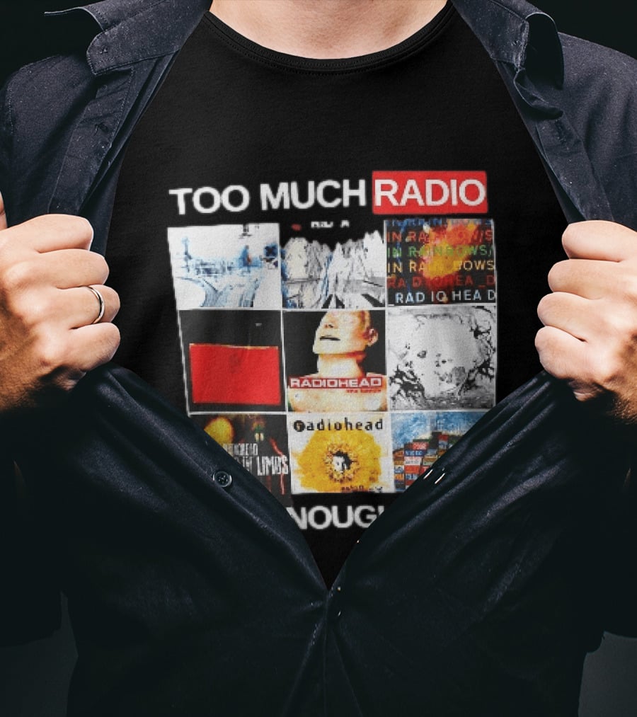 Too Much Radio Not Enough Head Radiohead Album Cover Collage T-Shirt