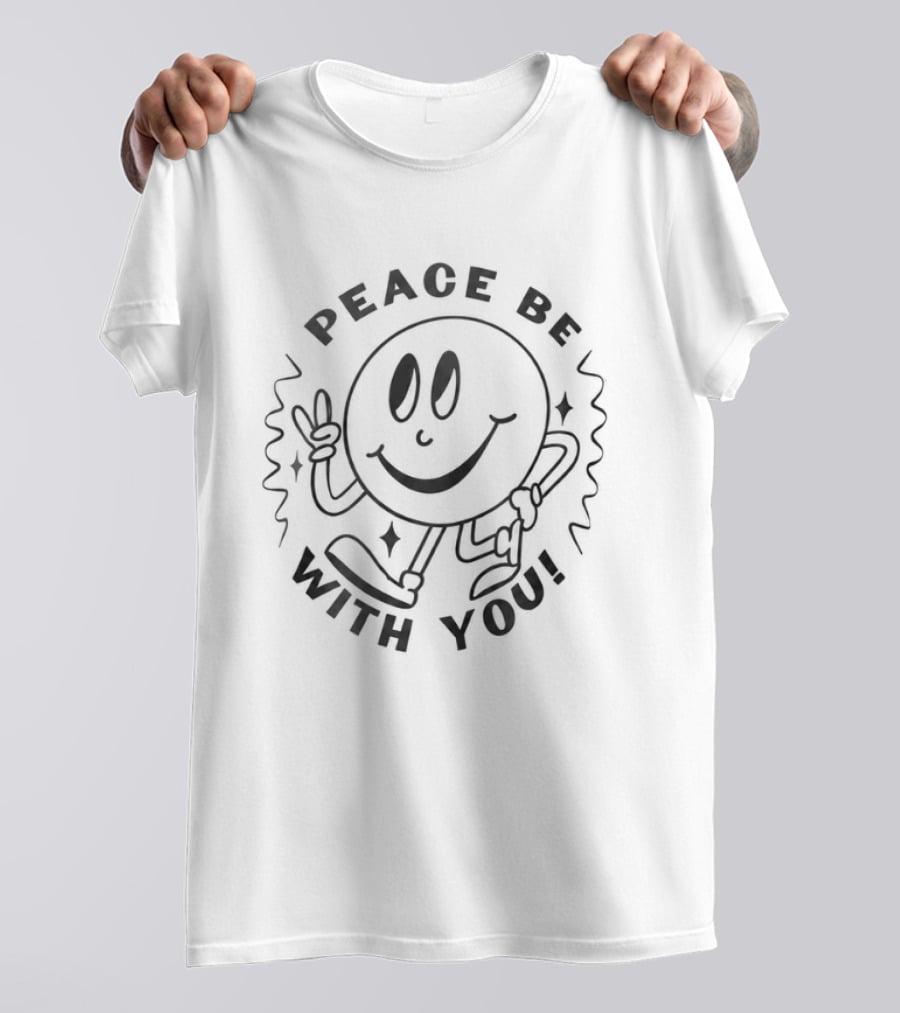 Ben Brown Peace Be With You Smiley Face Peace Sign T-Shirt