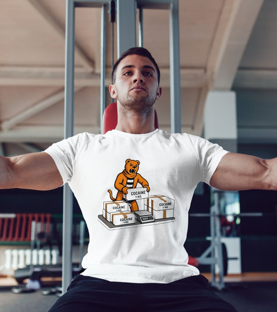 Cocaine 1 Kg Cartoon Orange Tiger Packages Scale T-Shirt