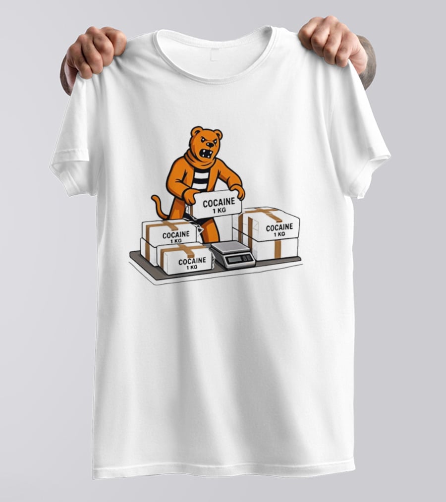 Cocaine 1 Kg Cartoon Orange Tiger Packages Scale T-Shirt