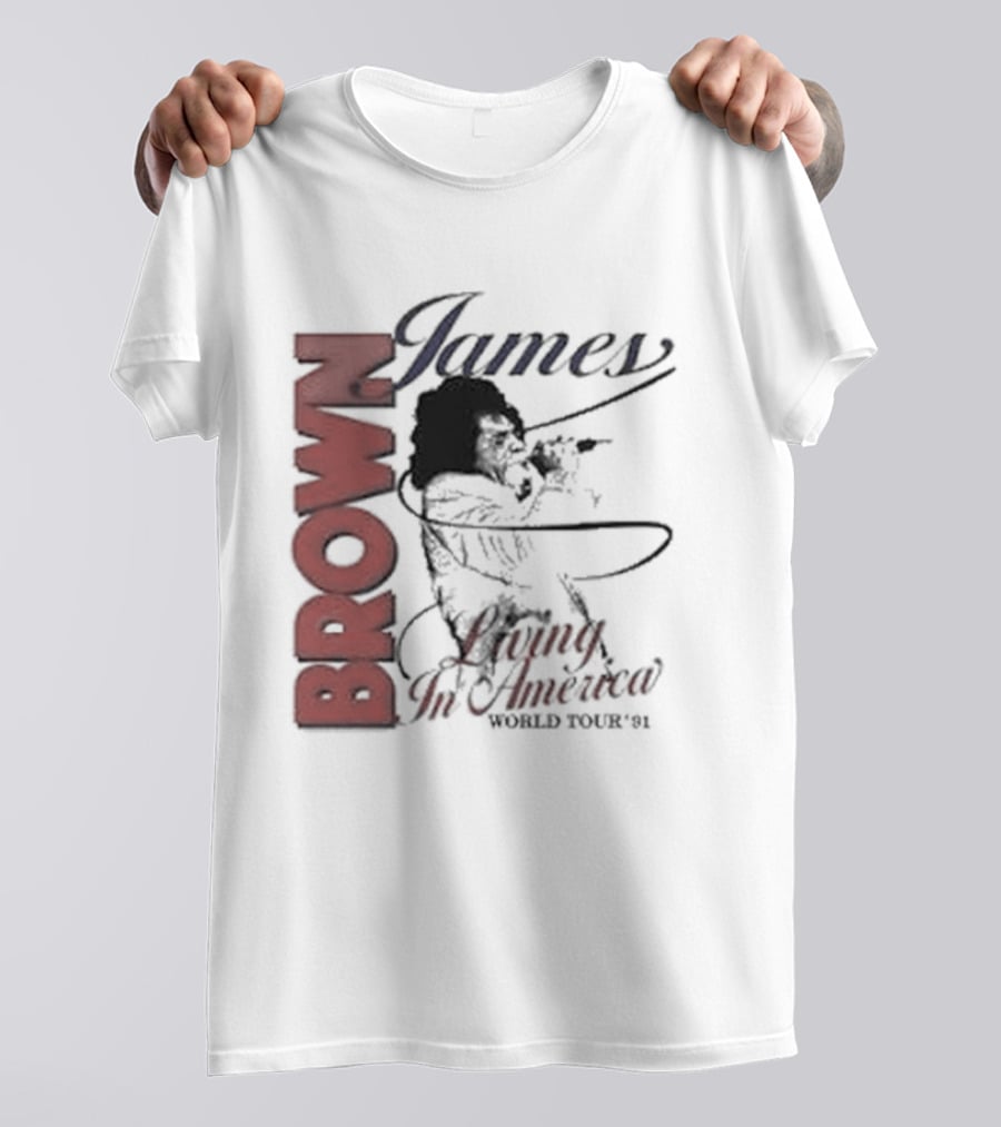 James Brown Living In America World Tour 1980s Retro Music Legend T-Shirt