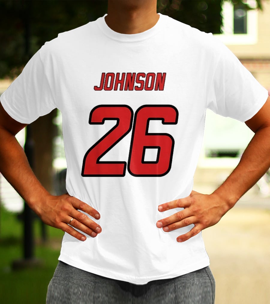 Johnson 26 Red Athletic Jersey Number Sports T-Shirt