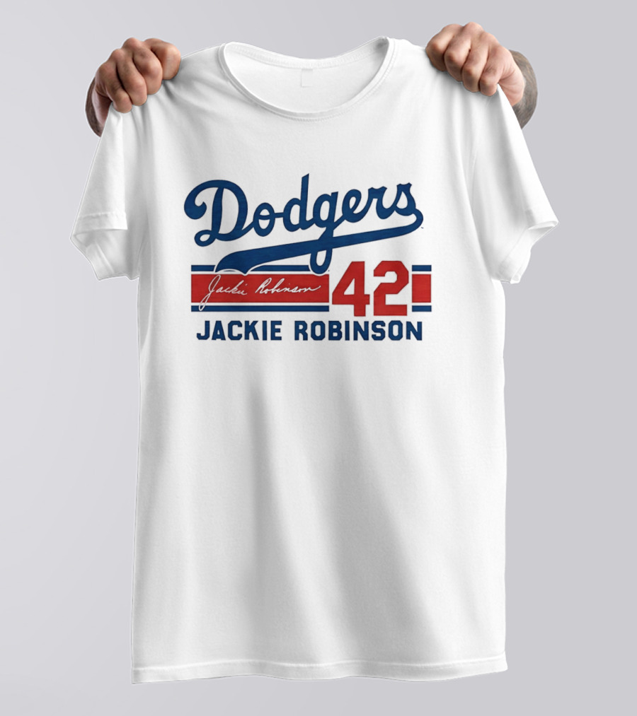 Dodgers Jackie Robinson 42 Stripes T-Shirt