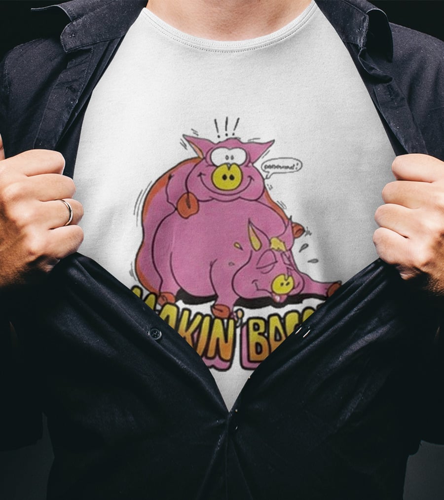 Makin Bacon Pig Cartoon Humor Trending T-Shirt