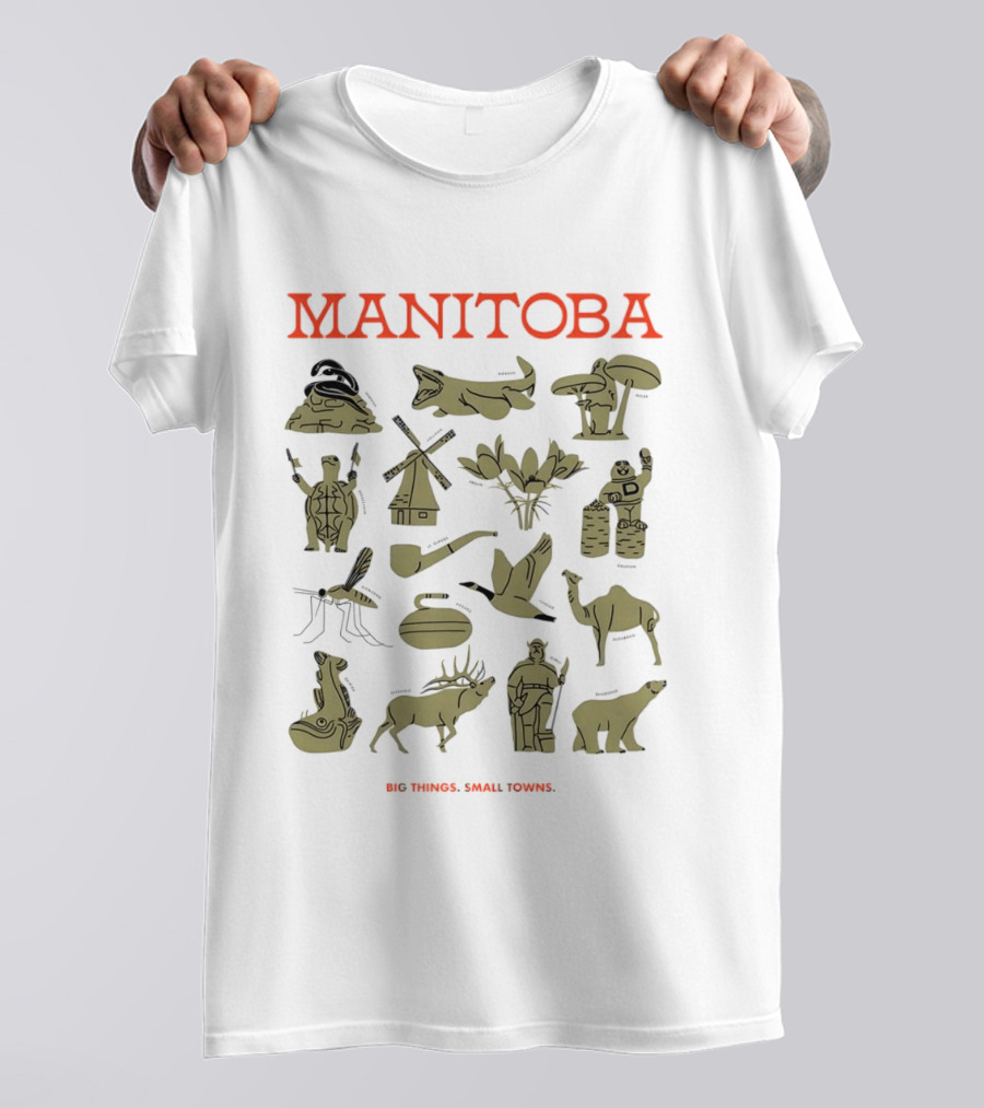 Manitoba Roadside Attractions Big Things Small Towns Statues Gold T-Shirt