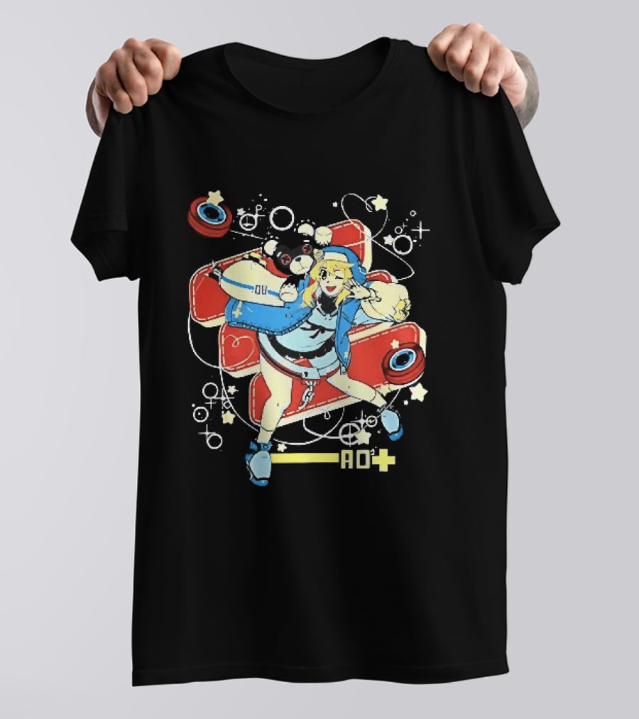 Ao2 Plus Anime Girl And Black Bear With Yoyo And Playful T-Shirt