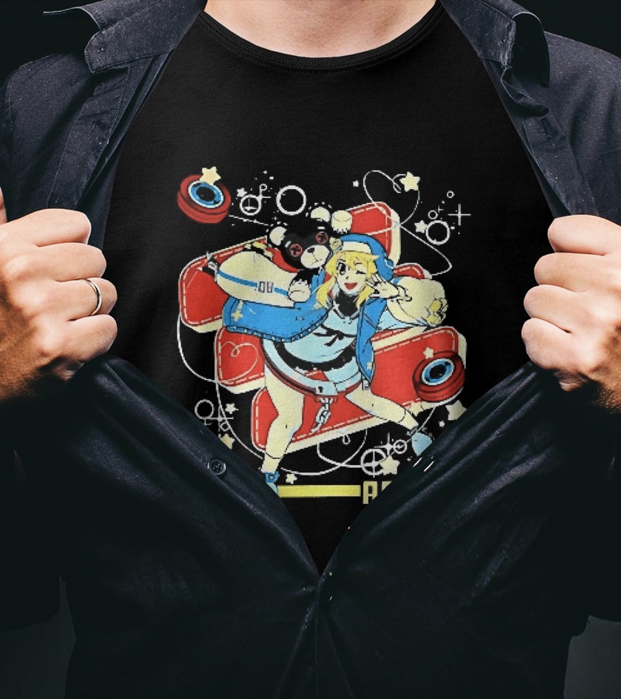 Ao2 Plus Anime Girl And Black Bear With Yoyo And Playful T-Shirt