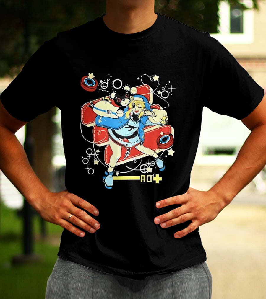 Ao2 Plus Anime Girl And Black Bear With Yoyo And Playful T-Shirt