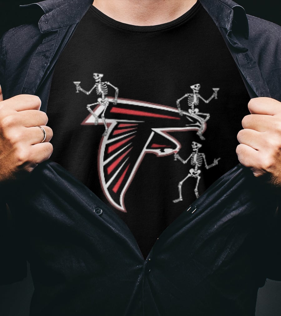 Atlanta Falcons Skeletons With Drinks Team Spirit T-Shirt