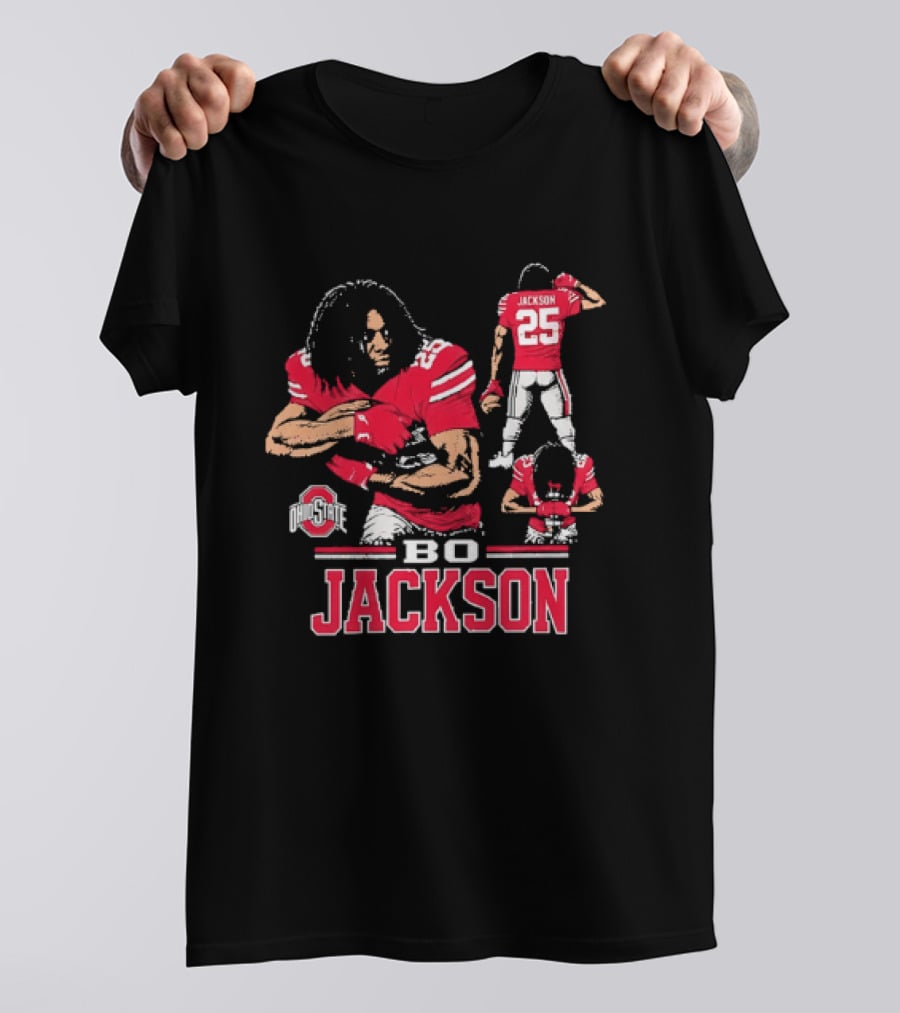 Bo Jackson Ohio State Buckeyes Number 25 Collage Red Jersey T-Shirt