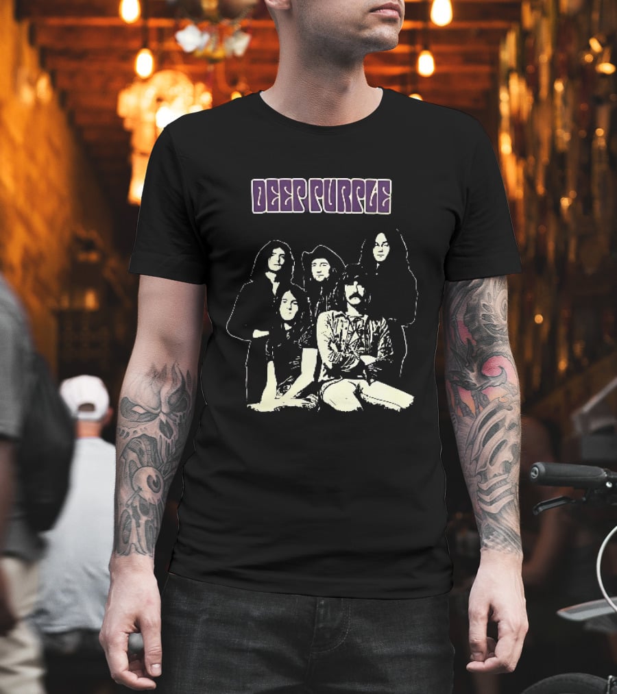 Deep Purple Band Members High Contrast Stencil Group Image T-Shirt