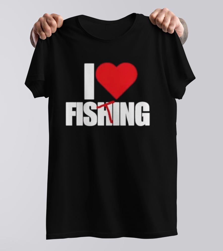 I Heart Fishing With Rod And Hook T-Shirt