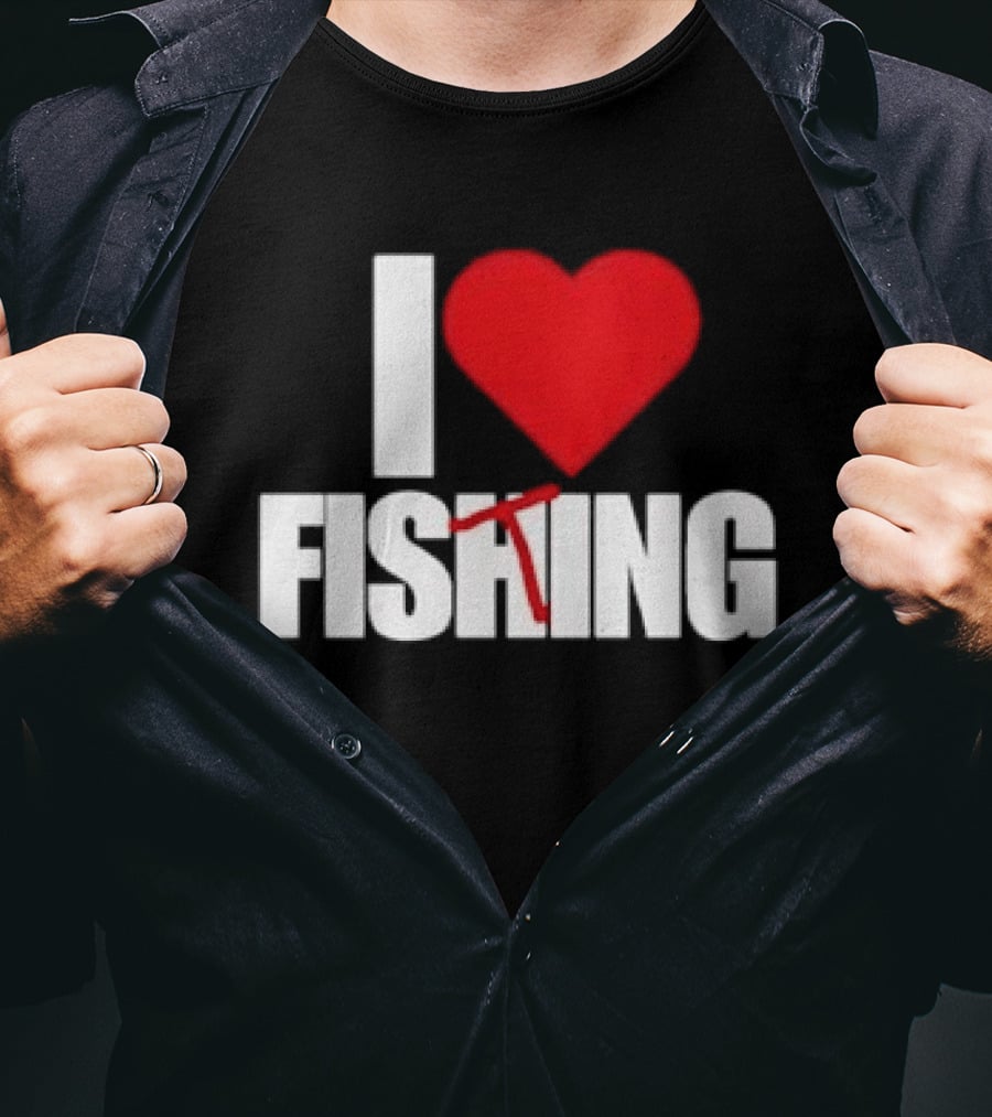 I Heart Fishing With Rod And Hook T-Shirt