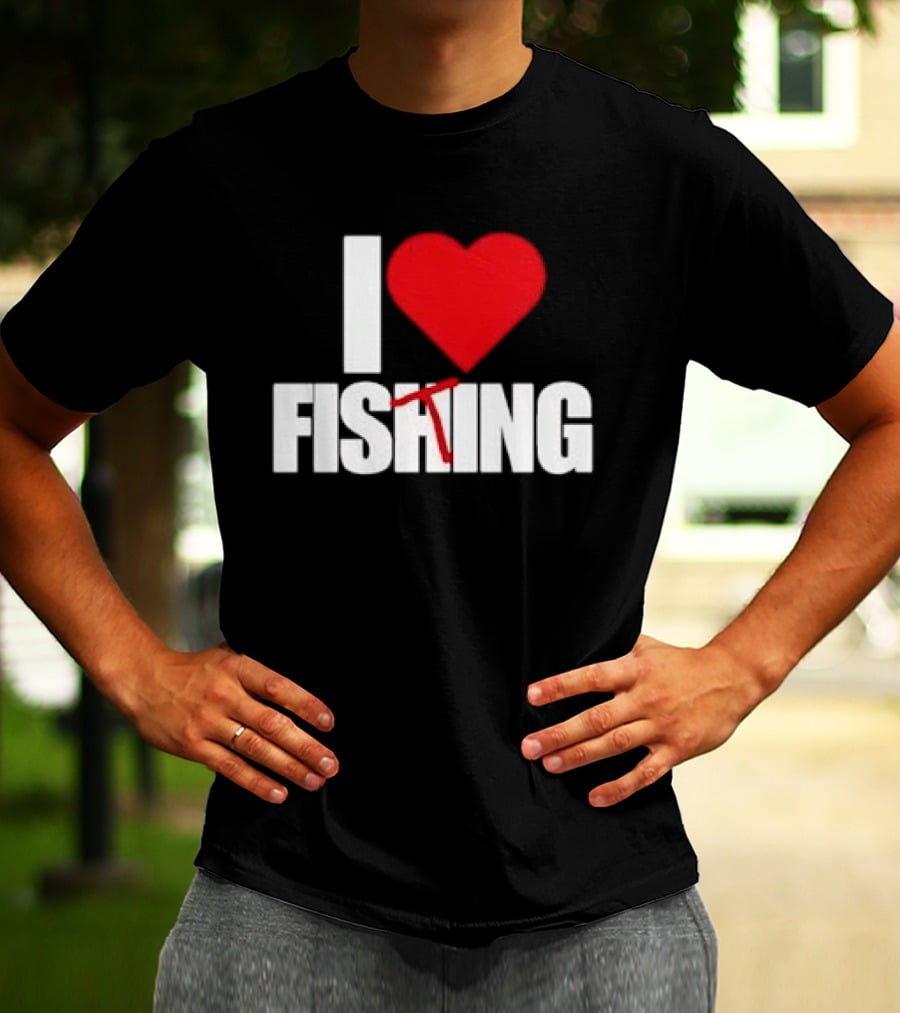 I Heart Fishing With Rod And Hook T-Shirt
