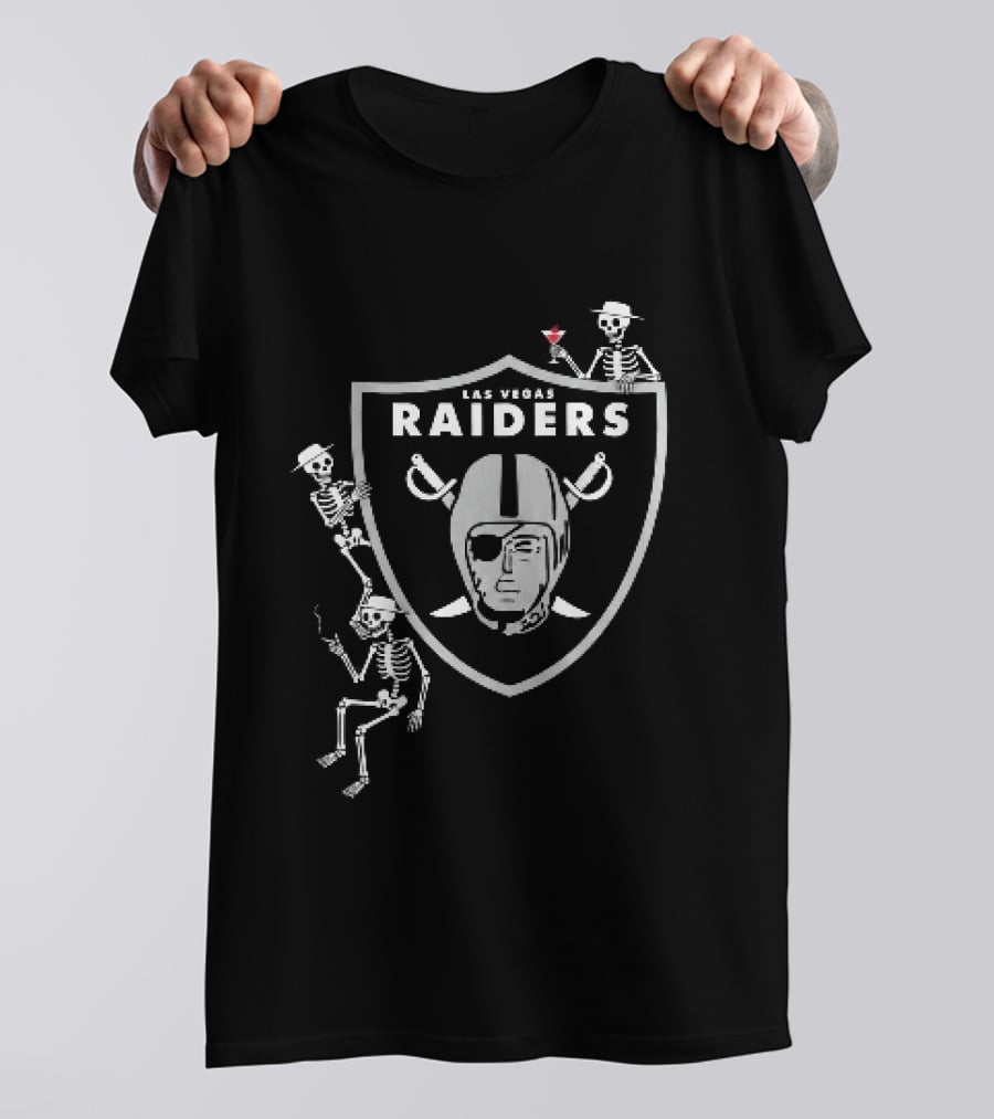 Las Vegas Raiders Skeletons Martini Cigarette Hats NFL T-Shirt