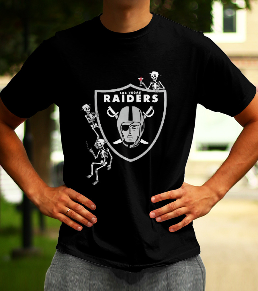Las Vegas Raiders Skeletons Martini Cigarette Hats NFL T-Shirt